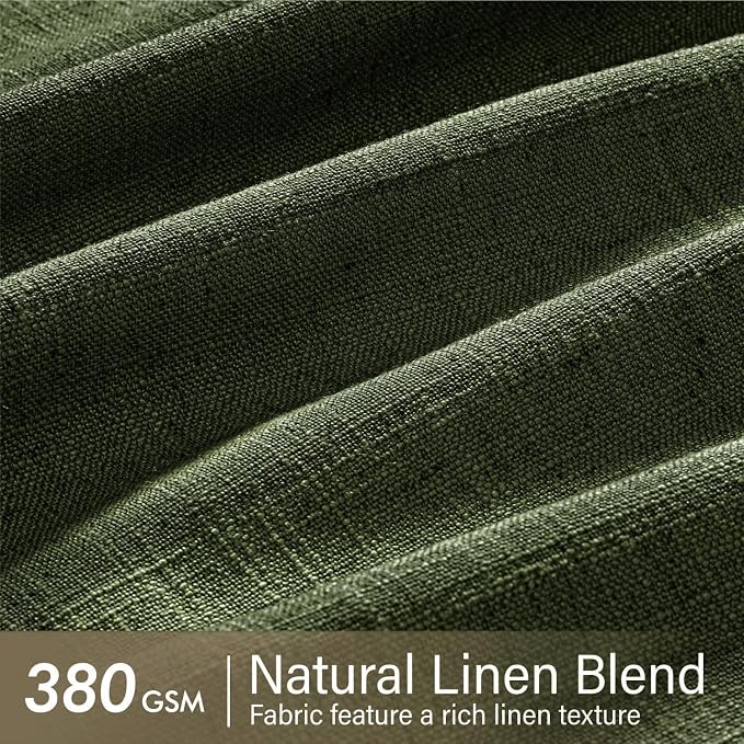 MIULEE Pinch Pleated Thick Linen Curtains 84 Inches Long 2 Panels for Living Room Bedroom, Linen Textured Memory Trained Drapes Pleat Back Tab Light Filtering Loden Window Curtains with Hooks&Rings
