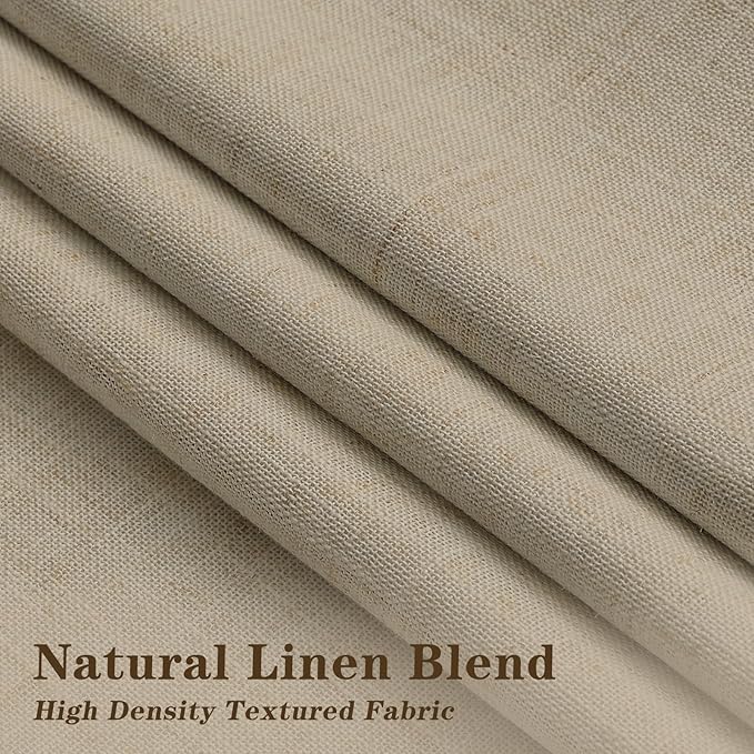 IVAPUPU Sand Pinch Pleated Full Blackout Linen Curtains for Bedroom, Black Out Curtains 108 Inches Long for Living Room Darkening Thermal Insulated Neutral Pleat Drapes with 16 Hooks, 2 Panels