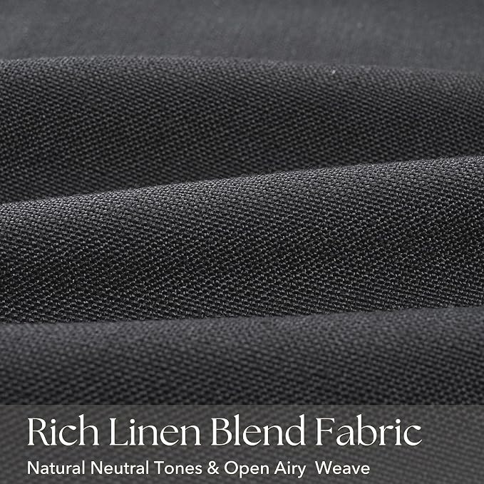 Pinch Pleated Black Linen Curtains 90 inch Length for Living Room 2 Panel Set Light Fitering Semi Sheer Black Window Curtain Pinch Pleate with Hooks Rustic Farmhouse Bedroom Long Drapes 90