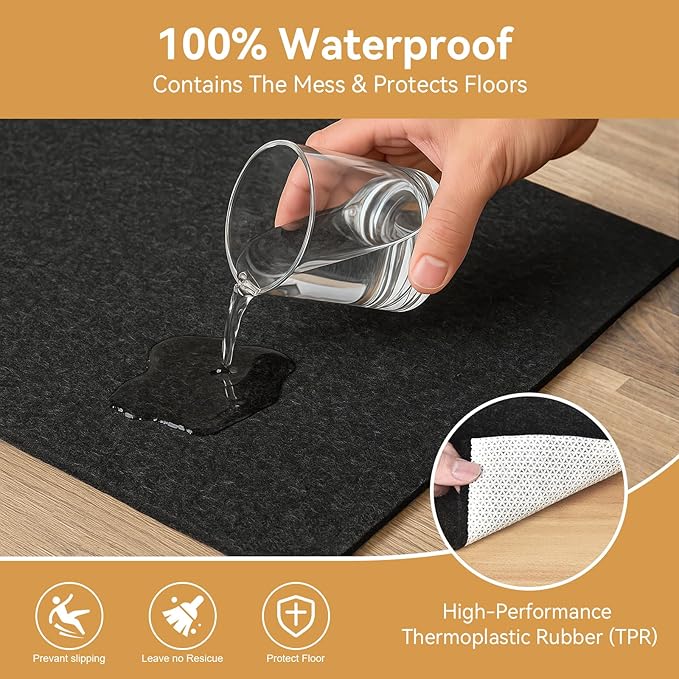 Deep Dream Dual Surface 3'x5' Rug Pad, Waterproof 1/8" Thick Felt + Natural Rubber Backing, Non Slip Carpet Gripper for Area Rugs, Protective Cushioned Pads for All Floors