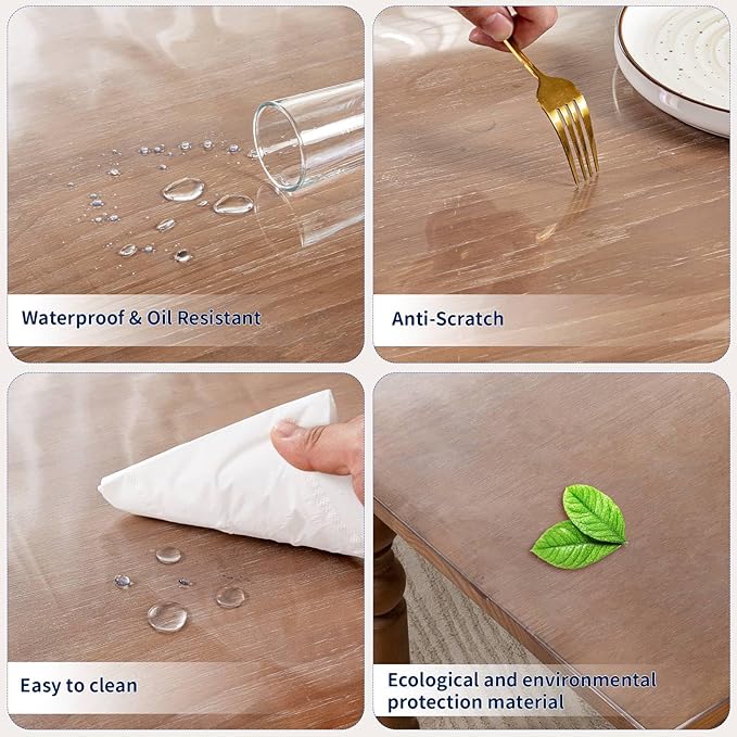 16 x 36 Inch Clear Table Cover Protector, 2mm Thick Clear Desk Mat, Plastic Table Cover, Vinyl Table Protector, Desk Mats on Top of Desks