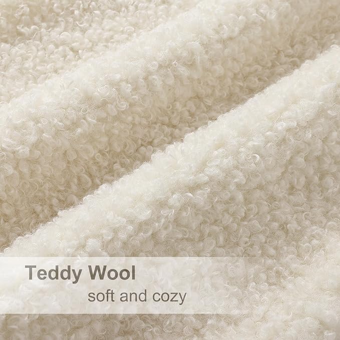 decorUhome Pack of 2 Throw Pillow Covers 12x20 Inch, Faux Fur Decorative Sherpa Pillow Covers Fuzzy Accent Soft Sheepskin Fleece Pillow Cases for Couch Living Room Bed, Neutral Cream