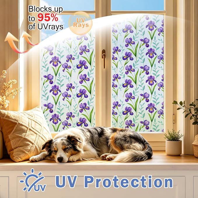 Window Film, Frosted Privacy, One Way Tint, UV Block, Heat Insulation, Anti-Glare, Static Cling, Renter Friendly for Home Bathroom Door