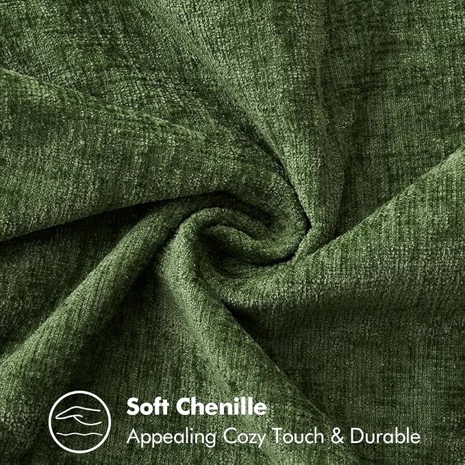 MIULEE Pack of 2 Couch Pillow Covers 22x22 Inch Moss Green Farmhouse Decorative Throw Pillow Covers with Stitched Edge Soft Chenille Solid Dyed Pillow Covers for Sofa Bed Living Room, Forest Gree