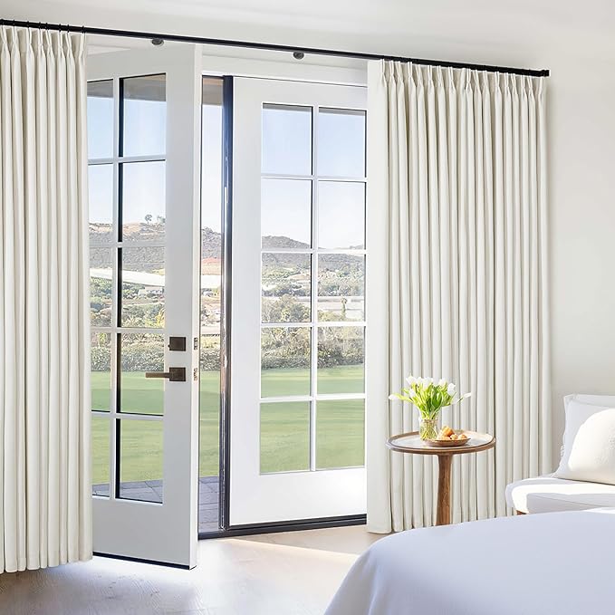 Natural Cream Linen Black Out Curtains 120 Inch Long for Living Room Bedroom 1 Panel Room Darkening Pinch Pleated Back Tab Extra Long Blackout Curtains Boho Farmhouse Thermal Insulated Drapes 60x120