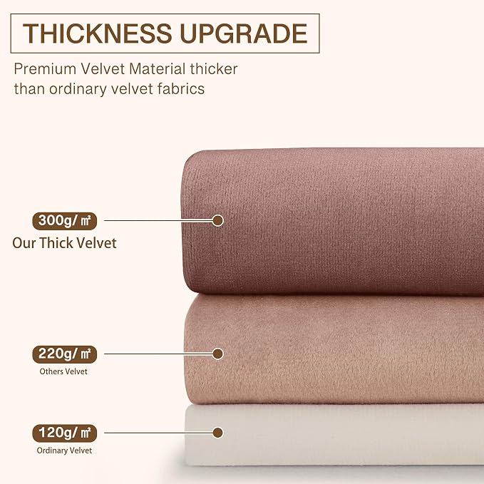 StangH Blush Beige Velvet Curtains Rod Pocket, W42 x L84 inches, 2 Panels | Privacy, Room Darkening, 300GSM Soft Velvet, Thermal Insulated, Office, Dining Room, Hallway, Nursery Girls Window Decor