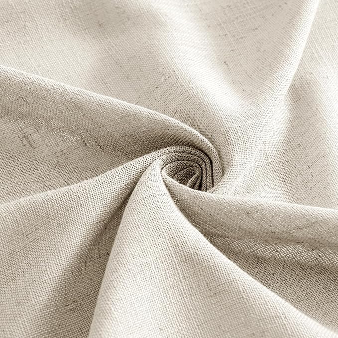 MIULEE Cream Linen Curtains 72 Inch Length 2 Panels for Bedroom Living Room, Soft Linen Textured Window Drapes Semi Sheer Light Filtering Back Tab Rod Pocket Farmhouse Modern Burlap Look Decor