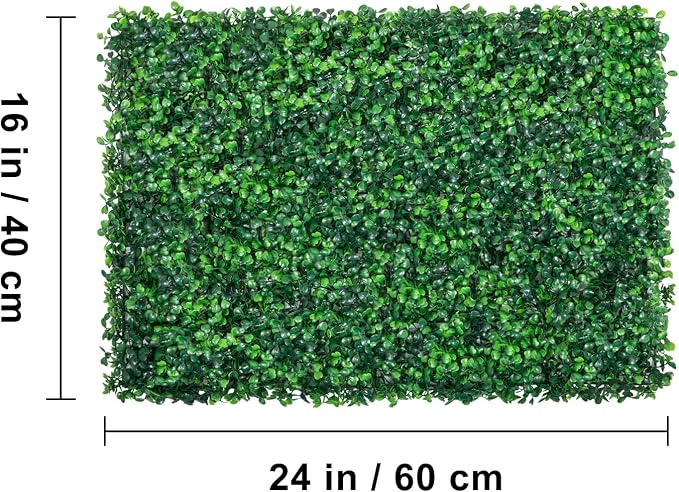 VEVOR 12PCS Grass Wall Panels, 24 x 16 in for 32 Sq Ft, Boxwood Hedge Wall Panels Artificial Grass Backdrop Wall, 1.6 in Sun Protected Privacy Hedge Screen for Indoor Outdoor Garden Fence Backyard