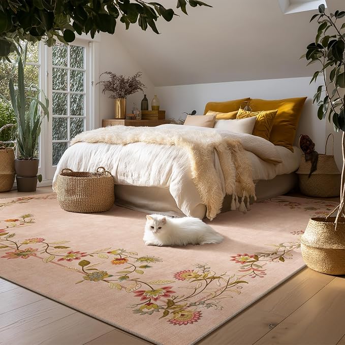 palohom 6x9 Area Rugs for Living Room: Washable Bedroom Rug Stain Resistant Non Slip Low Pile Ultra Soft Faux Wool Lightweight Large Rugs for Dining Room Kitchen Farmhouse Nursery Home Office Indoor