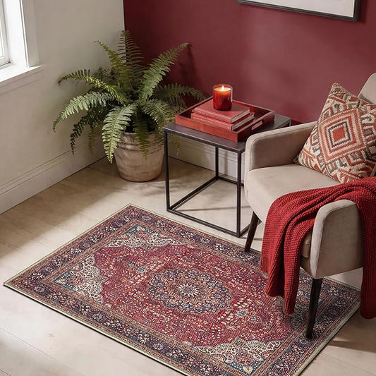 Keen Home Design 2x3 Rug - Machine Washable Entry Rug with Non-Slip Backing, Ideal for Enteryway, Kitchen, Bathroom, Laundry Room - Vintage, Easy Clean, Durable, Low Pile Rug - (2' x 3')