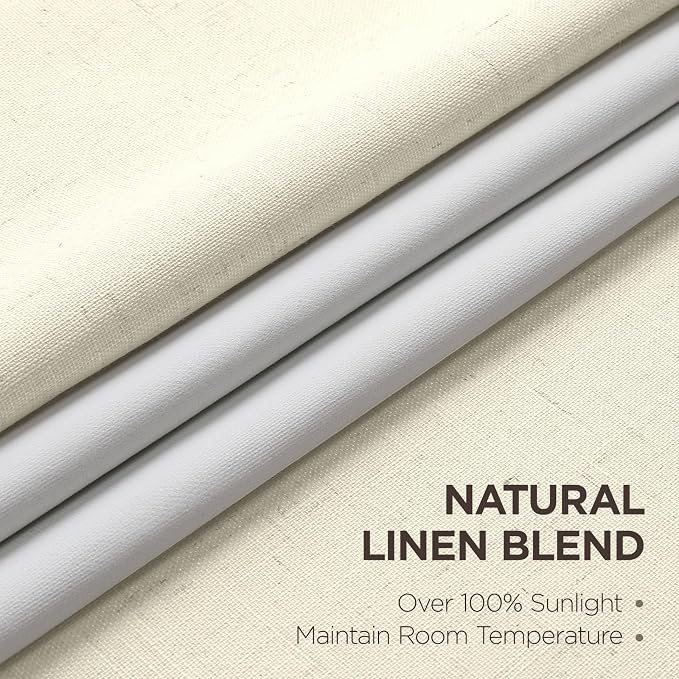 Joydeco Pinch Pleated Linen Curtains for Living Room, 100% Blackout Curtains 84 inches Long 2 Panel Thermal Insulated Pinch Pleat Drapes(Linen,40'' Wx84'' L)