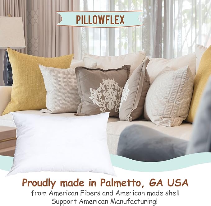 Pillowflex Synthetic Down Pillow Insert - 12x26 Down Alternative Pillow, Ultra Soft, Large Rectangle, Lumbar, Travel, Neck, Sleeping Pillow - 1 Decorative Pillow Form