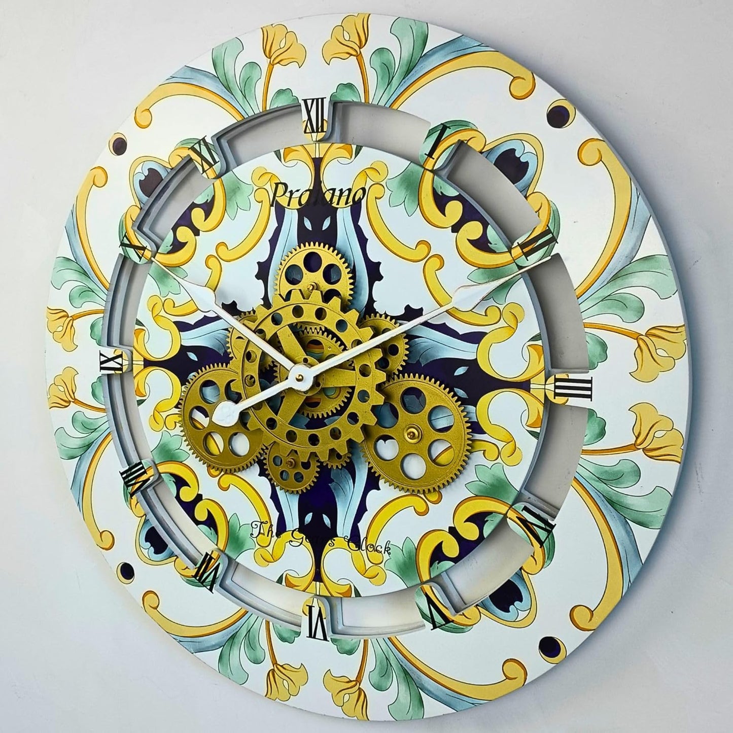 The Gears Clock 24 inches Round Italy Collection Wall Clock with Moving Gears Italy LINE (Praiano)