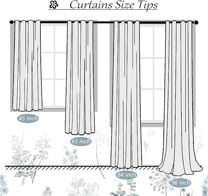 XTMYI Light Blue Curtains 45 Inch Length for Bathroom Small Window,Print Watercolor Serene Relaxing 80% Blackout Short Curtains for Bedroom Door Windows,Blue and Grey