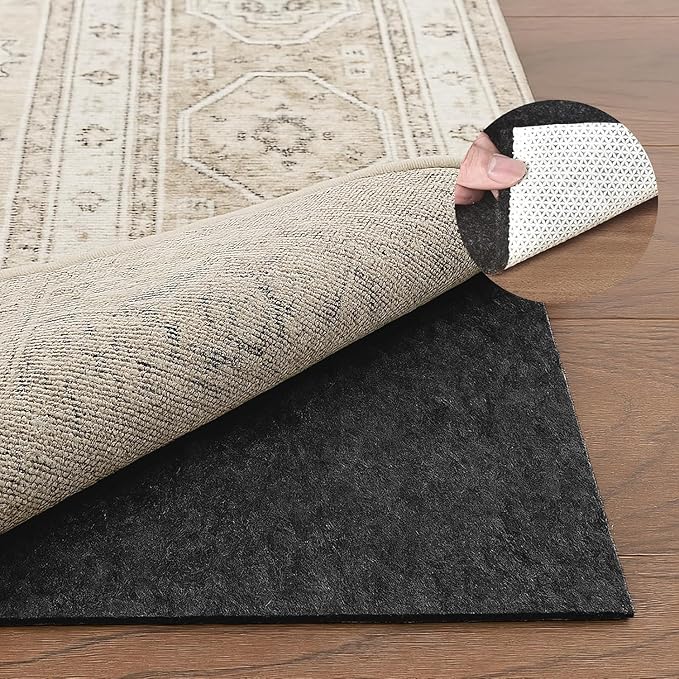 Deep Dream Dual Surface 3'x5' Rug Pad, Waterproof 1/8" Thick Felt + Natural Rubber Backing, Non Slip Carpet Gripper for Area Rugs, Protective Cushioned Pads for All Floors