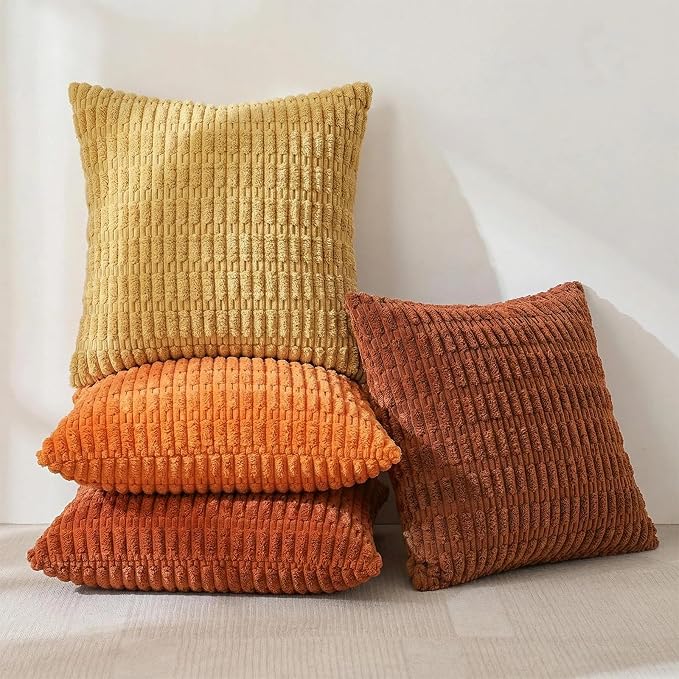 Fancy Homi 4 Packs Decorative Throw Pillow Covers for Living Room Couch Bed, Modern Farmhouse Boho Home Décor Accent Cushion Case, 28" x 28", Burnt Orange Series