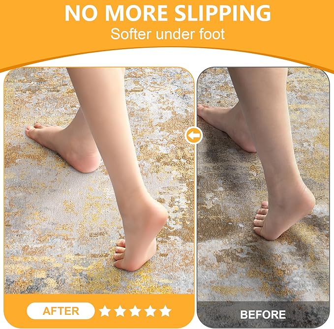 5x7 Non Slip Rug Pad Gripper, 1/8" Thick Cushioned Carpet Pads for Hardwood Floors, Felt and Silicone Backing, Under Area Rugs Anti Skid Mat Keep Rugs in Place