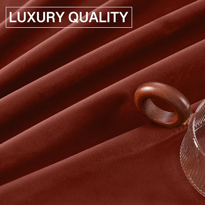 StangH Luxury Rust Thermal Insulated Curtains 96 inches, 2 Panels | 300GSM Rich Velvet, Room Darkening Privacy Protect Window Drapes, Noise Absorb, Bedroom Living Room, Christmas Decor