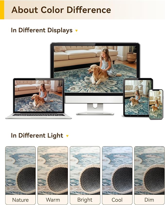 RELEANY Area Rugs Runner 3'x12' Washable Non-Slip, Floral Vintage Distress Medallion Carpet for Kitchen Hallway Bedroom Beside Laundry Room Bathroom, Dark Blue Vintage