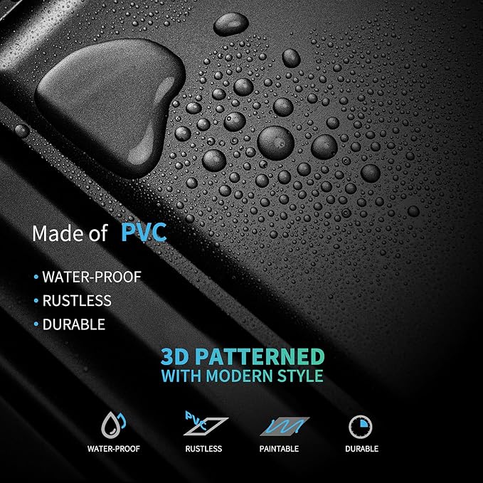 Art3d PVC Ceiling Tiles 2x2 ft 24-Pack (Covers 96 Sq.ft) - Paintable 3D Design, Water & Corrosion Resistant, Easy Install for Drop Ceiling & Flat Substrates, Home & Commercial Decor, Black