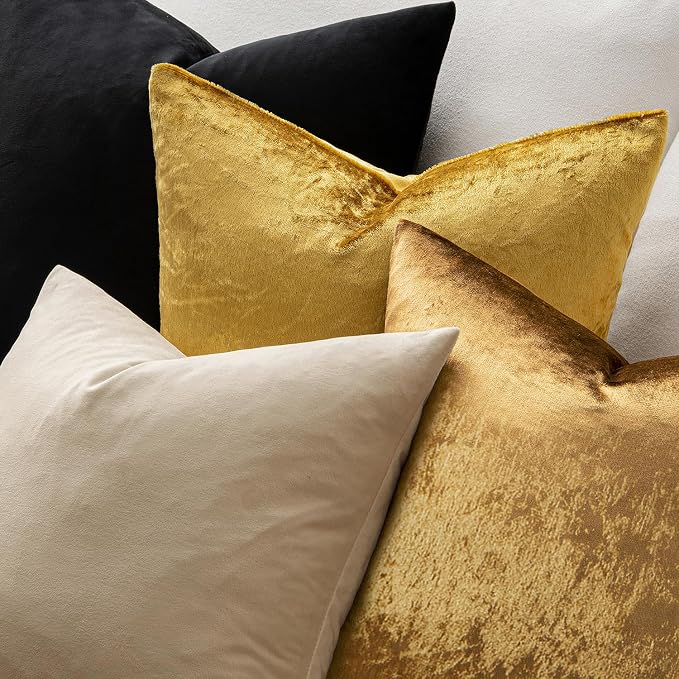 MIULEE Velvet Throw Pillow Covers 22x22 Inch, Pack of 2 - Dark Gold, Soft Solid Decorative Pillow Covers Cushion Cases Modern Luxury Home Decor for Couch Sofa Bedroom Livingroom