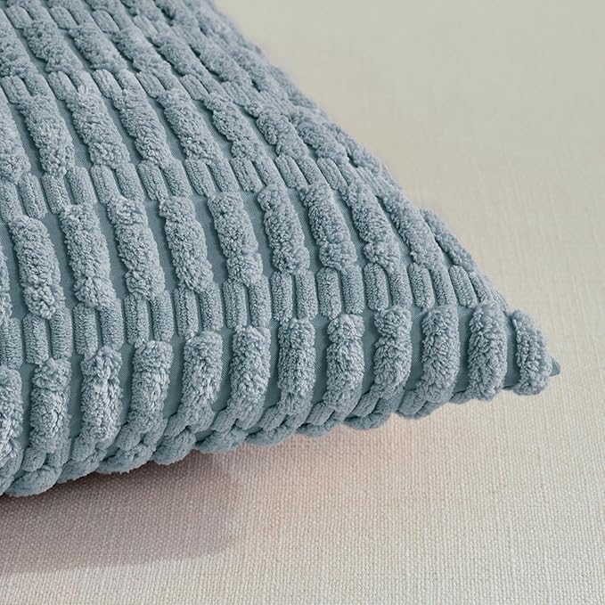 Fancy Homi 4 Packs Decorative Throw Pillow Covers for Living Room Couch Bed, Modern Farmhouse Boho Home Décor Accent Cushion Case, 22" x 22", Light Blue