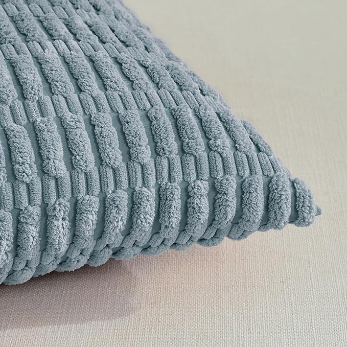 Fancy Homi 4 Packs Decorative Throw Pillow Covers for Living Room Couch Bed, Modern Farmhouse Boho Home Décor Accent Cushion Case, 26" x 26", Light Blue