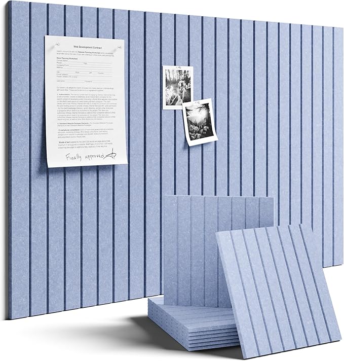 Fluxynara Large Felt Bulletin Board 36" x 24" Cork Board Alternative-6 Pack with 32 Safe Removable Adhesive Tabs, Cork Boards for Walls for Home Office Classroom Pin Board -Soft Periwinkle