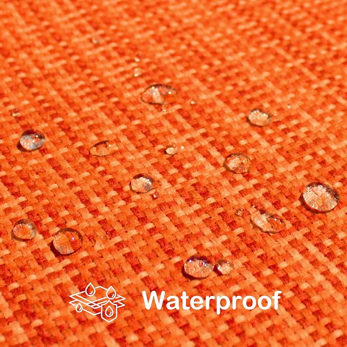 Kevin Textile Outdoor Waterproof Throw Pillow Covers 14x36 Inch Pack of 1 Woven Faux Linen Decorative Water Resistant Long Body Lumbar Cushion Covers for Tent Patio Garden Couch Sofa Orange
