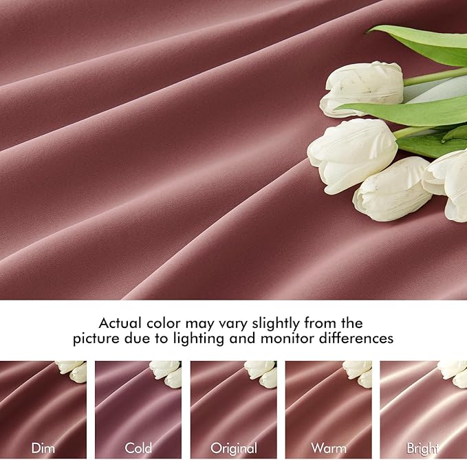 MIULEE Dusty Rose Back Tab Blackout Curtains 84 Inch Length 2 Panels Set for Living Room Bedroom Privacy, Rod Pocket/Pinch Pleat Thermal Insulated Room Darkening Pleated Light Blocking Drapes