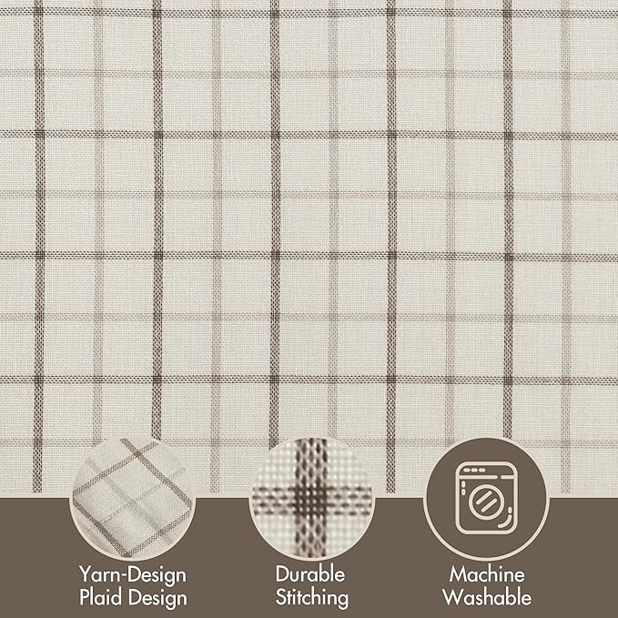 Madison Park Anaheim Cabin Plaid Curtain Window, Thermal Insulated Fleece Lining, Living Room Decor Room Darkening Drape for Bedroom, 1-Single Panel Pack, 50x95, Rod Pocket & Back Tab, Natural