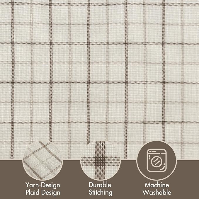 Madison Park Anaheim Cabin Plaid Curtain Window, Thermal Insulated Fleece Lining, Living Room Decor Room Darkening Drape for Bedroom, 1-Single Panel Pack, 50x63, Rod Pocket & Back Tab, Natural