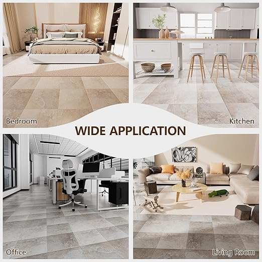 Peel and Stick Floor Tile, 40-Pack 12" x 12" Vinyl Flooring, Waterproof Self-Adhesive Luxury Vinyl Tiles, Easy DIY for Living Room, Kitchen, Dinning Room, RV, Cover 40 Sq. Light Slate Marble