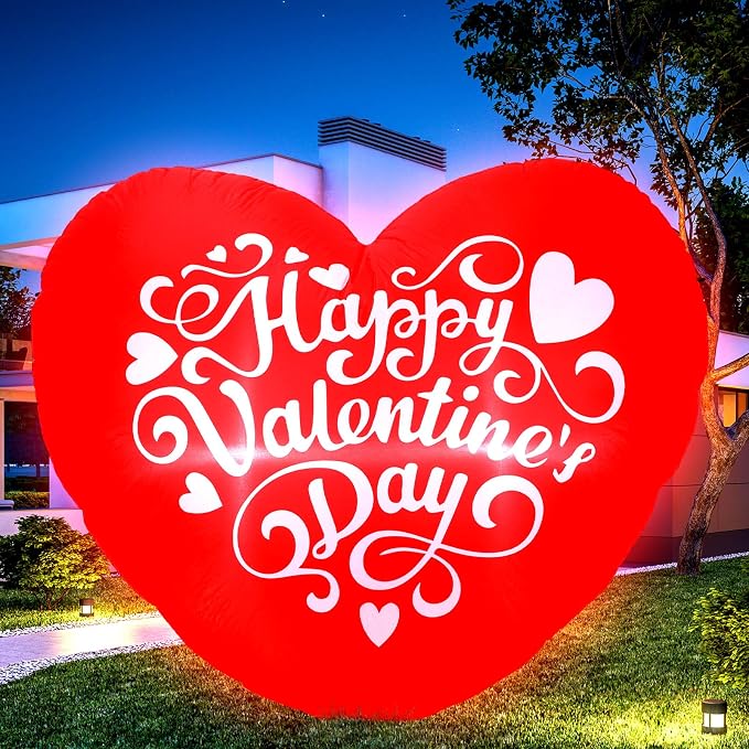 VIHOSE Valentines Day Inflatable Heart Decoration with LED Lights – 4 FT Love Heart Blow Up Yard Decor Happy Valentines Day Outdoor Lawn Porch Wedding Romantic Events