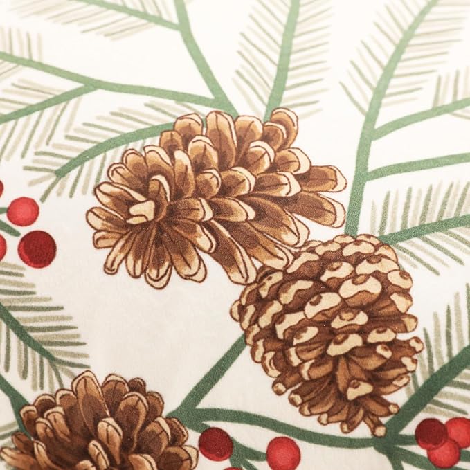ISAENNE Designer Chrismas Velvet Throw Pillow Cover,18"x18"-Carol B | Vintage Square Pillow Cover,Concealed Zipper Design,Pinecones Pattern,Sofas,Bedroom,Living Room,Lounge Chairs,Decor