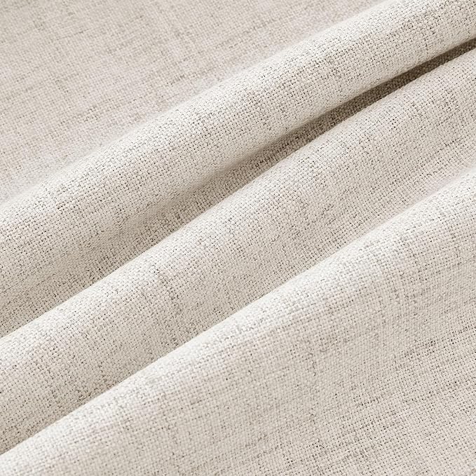 MIULEE 100% Blackout Linen Curtains for Bedroom, Birch Solid Luxury Decor Thermal Insulation Room Darkening Drapes for Living Room Back Tab Rod Pocket 42 x 90 Inches, 2 Panels