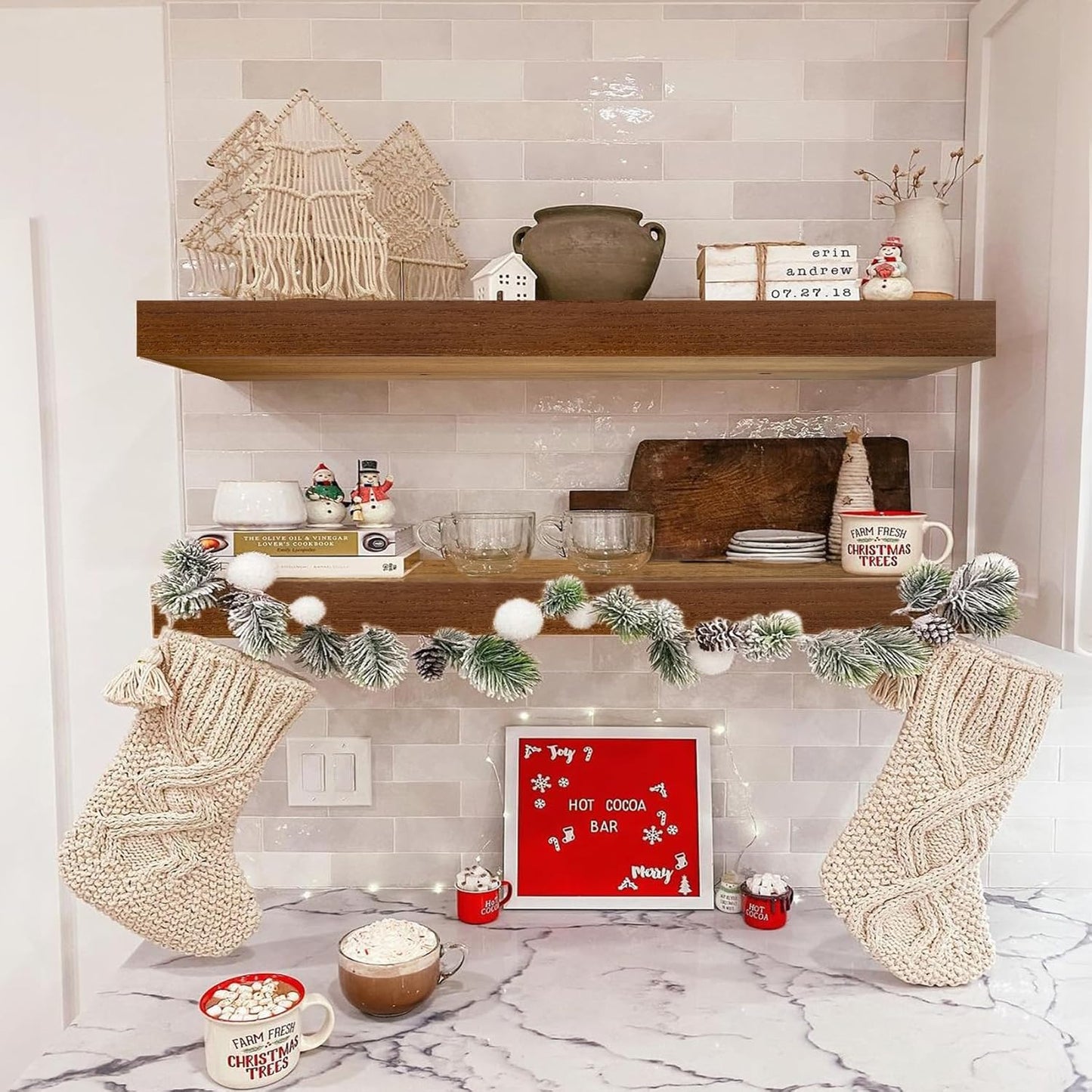 IAE Walnut Floating Wall Shelves 24 inch, Bathroom Shelves Wall Mounted,Invisible Shelves Floating Kitchen Shelves,Wooden Wall Shelves with Brackets for Living Room Wall Mounted,Easy Install,Set of 2