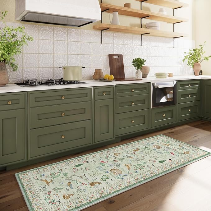 Machine Washable Kitchen Runner Rug: 2'x6' Hallway Rug Non Slip Low Pile Stain Resistant Soft Carpet Runners for Entryway Hallways Kitchen Laundry Room Beside Bedroom Farmhouse