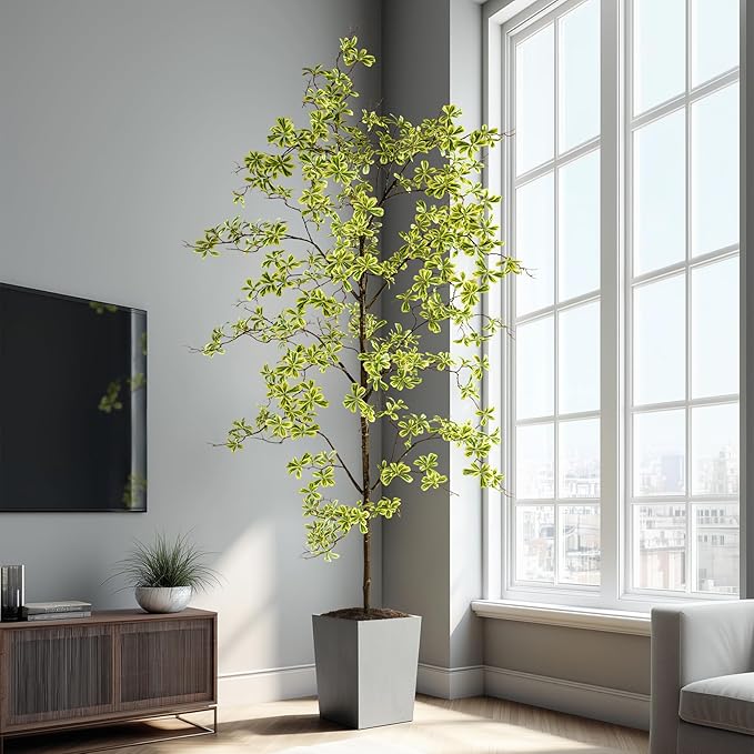 Erimda Faux Black Olive Tree 8ft, Faux Plants Indoor Large Tall Tree Artificial Shady Lady Tree with Natural Wood Trunk & Realistic Leaves, Fake Olive Plant for Home Office Indoor Decor