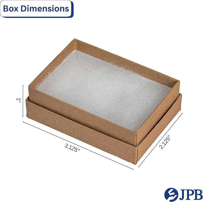 JPB Recycled Kraft Cotton Filled Jewelry Boxes #32 (Case of 100) (3 1/8" x 2 1/8" x 1")