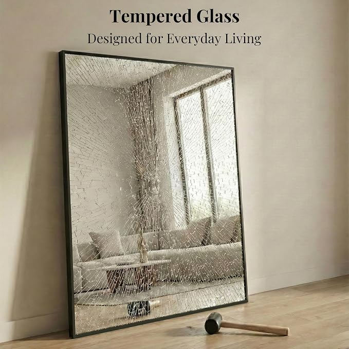 40"x30" Matte Black Framed Rectangle Bathroom Vanity Wall Mirror | Over-Sink Vanity Mirror, Slim Metal Frame, Entryway or Dresser Use, Vertical/Horizontal Mount, Tempered Glass