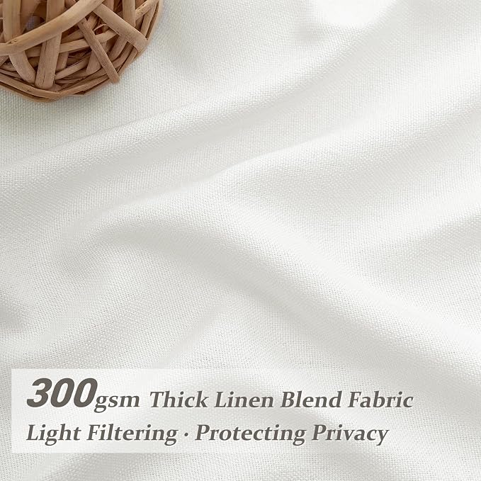 Cute Pinch Pleat Pure White Sheer Curtains 63 Inch Length 2 Panels Set for Small Windows, Neutral Thick Linen Blend Light Filtering Cottage Core Viral Drapes Decor Semi Through Privacy Burg 40W x 63L