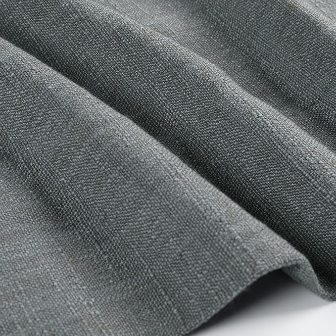 TWOPAGES 52" W x 30" L Linen Blend Cafe Curtains for Kitchen Window, Light Filtering Pinch Pleated Tier Curtains, Modern Farmhouse Half Window Curtains for Bathroom, Dark Grey, 2 Panels