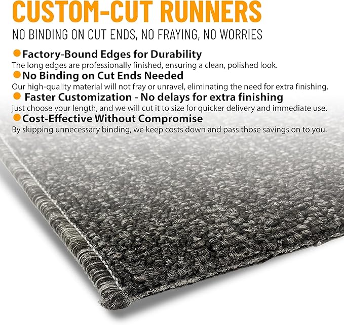 Ottomanson 1'10" x 22' Ultra-Thin Hallway Runner Rug - Durable Non-Slip Carpet for High-Traffic Areas - Fits Under Doors for Seamless Entry - Ideal for Kitchen, Entryway, Bedroom & Living Room, Black