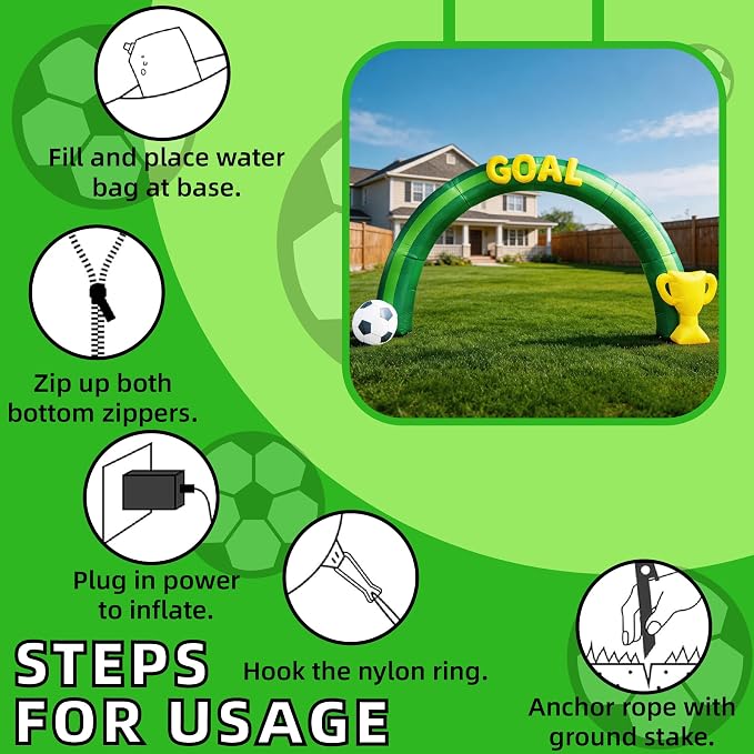 14FT Giant Soccer Inflatable Arch 2026 World Soccer Blow up Decorations with Trophy & Built-in 7 LED Lights for Soccer Field Club Team Community Competition Party ，Outdoor Yard Garden Lawn Decor