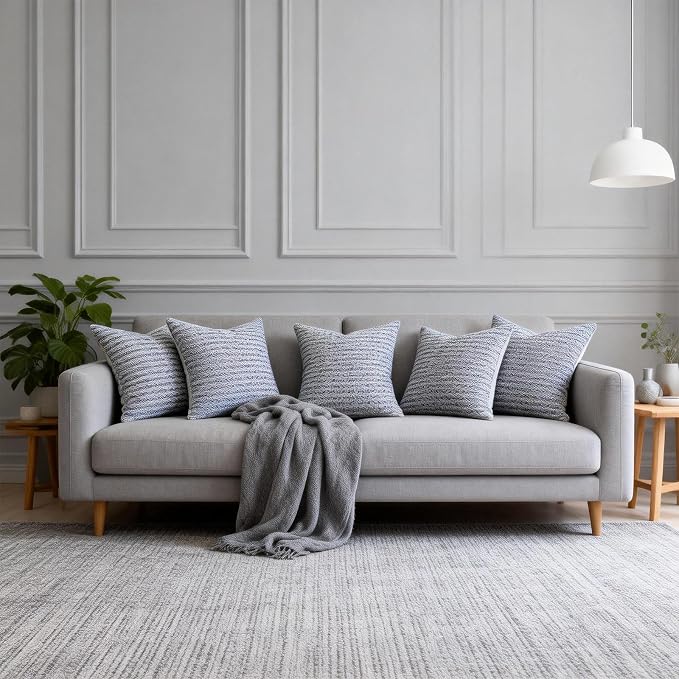 Throw Pillows with Inserts Included, 18x18 Couch Pillows,Throw Pillows for Couch,Blue,2 Pack.