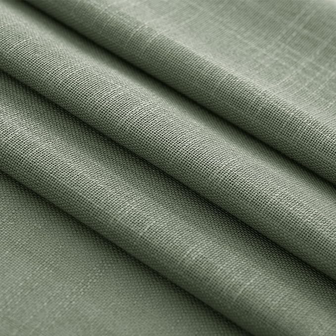 Olive Green Curtains 108 inch Length 2 Panels for Bedroom Back Tab Light Filtering Semi Sheer Drapes Linen Cotton Textured Airy Modern Farmhouse Living Room Sage Aesthetic Decor 52x108