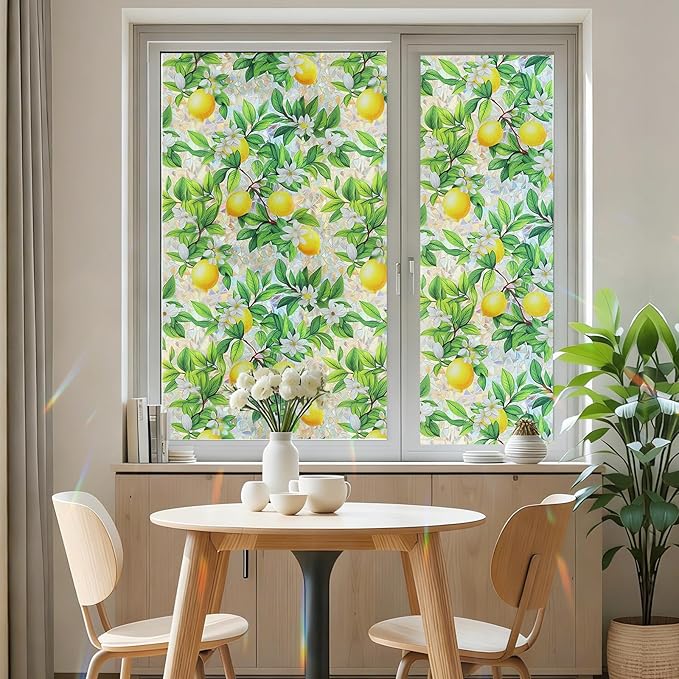 SOMWISE Rainbow Window Privacy Film,Heat Control,UV Blocking,Anti-Glare,Day & Night Privacy Protection & Decoration for Home, Bathroom,Glass Door,Static Cling,Renter-Friendly with Installation Tools