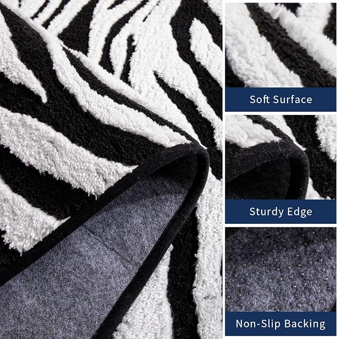 YIHOUSE 8x10 Ft Zebra Area Rugs, Abstract Modern Washable Black and White Striped Rug, Nonslip Non-Shedding Soft Carpet for Living Room Dining Room Office Playroom Home Decor