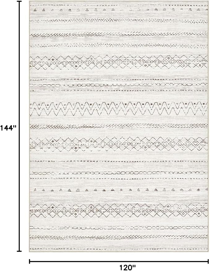 cotiled 10x12 Area Rugs Living Room Rug: Washable Boho Rugs with Non Slip Backing Large Soft Indoor Stain Resistant Carpet for Bedroom Farmhouse Dining Room Lightweight Home Decor Brown